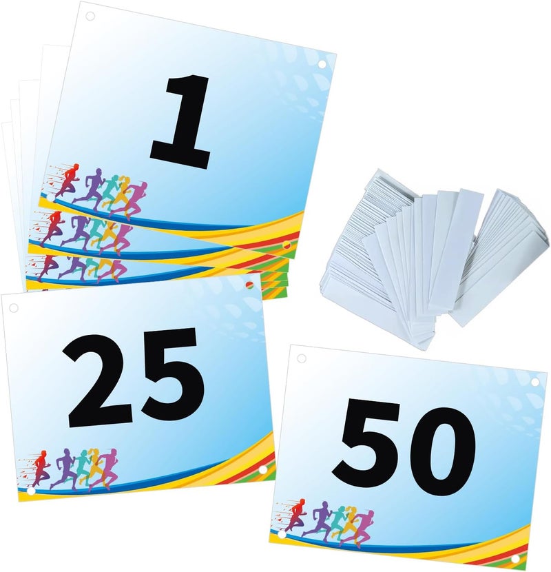 UISKOOPW Tyvek Race Bibs Running Numbers Bibs with Race Bib Tape Instead Pins Track Bib Numbers for Tryouts Racing Bibs Audition Numbers for Marathon Runners Events Sports Games - Image 1